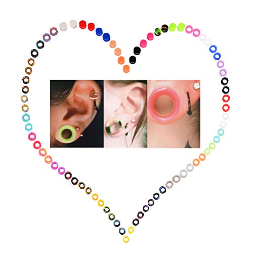 Oyaface 76 Pcs Soft Silicone Ear Tunnels/Plugs Kit Flesh Flexible Earring Gauges Double Flared Earlets Stretchers Expander Piercing Jewelry, 6MM-18MM3