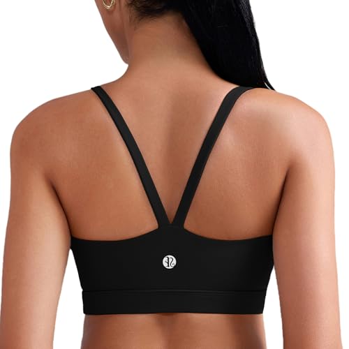 RUNNING GIRL Sports Bras for Women,Light Impact Molded Cup Strap Sports Bra with Sewn in Pads,Best for A-C Cup