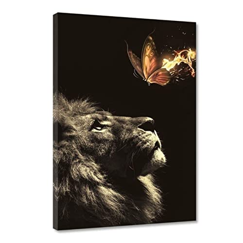Löwen Leinwandbild Schwarz-Weiß, Set Kunstdrucke 30x40 Cm, Rahmenlos - Wanddekoration Für Wohnzimmer & Schlafzimmer