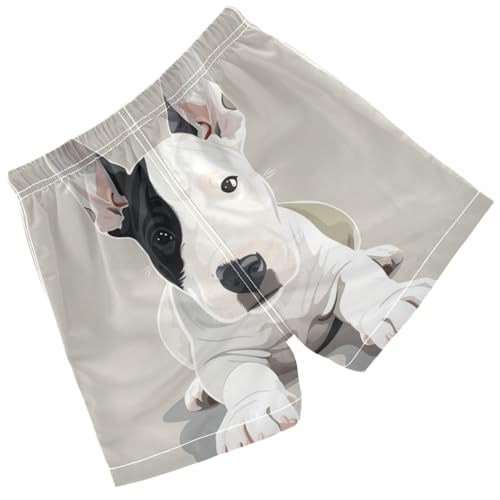 Pigsaly Boys Swim Trunks Black White Bull Terrier Dog Boys Board Shorts Swimsuit Swimwear Summer Bathing Suit 5T2