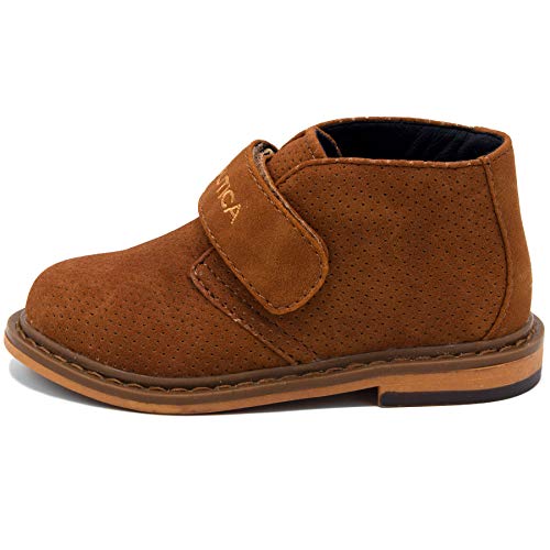 Nautica Kids Chukka Boot Boys Adjustable Strap Dress Bootie-Puget Toddler-Tan Suede Perf Size-10 #TOP1