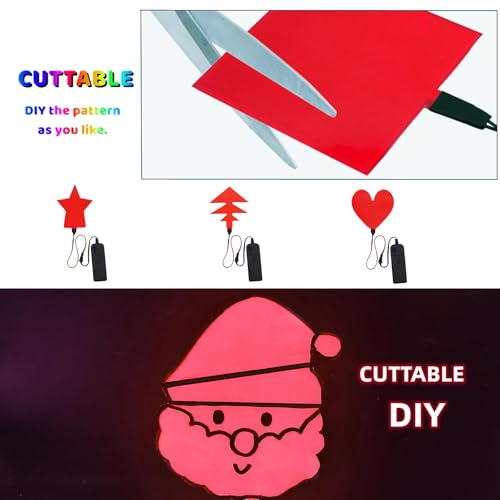 Image of Electroluminescent EL Panel Light, DIY EL Light Cuttable Paper for Decoration /Cosplay /Funny Birthday Parties /Horror Theme Parties /Pumpkinhead,Yellow (10cmx10cm)-1PCS (1, Red)