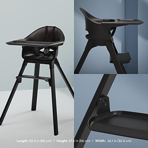 Stokke Clikk High Chair, Midnight - All-in-One High Chair with Tray + Harness - Light, Durable & Travel Friendly - Ergonomic with Adjustable Features - Best for 6-36 Months or Up to 33 lbs
