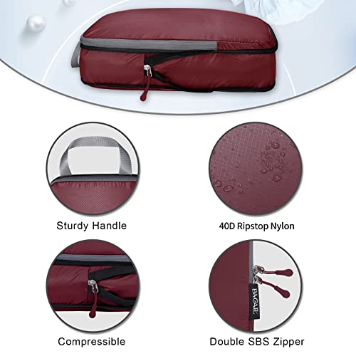 Image of BAGAIL 5 Set Ultralight Compression Packing Cubes Travel Accessories Expandable Packing Organizers(Burgundy)