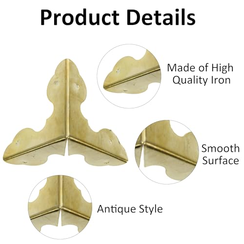 Image of 24PCS 1.3 inch Metal Box Corner Protector, Gold Triangle Edge Decorative Case Corner Edge Guard Protector Metal Cabinet Table Edge Cover