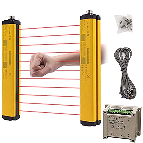CGOLDENWALL Safety Light Curtains Safety Protection Sensor Light Screen Beam pitch 40mm Beams 10 Sensing height 430mm (Customizable) with controller and cable