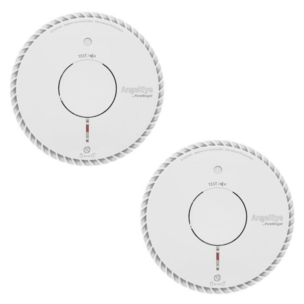 Fire Angel Optical Smoke Detector, Fire Detector, Q Label, Test/Silence Button, NF Certified - Early Smoke Detection, White (Pack of 2)