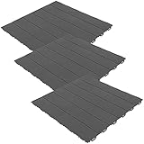 WellHome PK3610 Pack Lama Continua Efecto Madera para Suelo (jardín, terraza, Piscina, Camping, balcón, Exterior) Marrón Marte, 56,3x56,3x1,3 cm (53x53 Neto) 1m²: 3 baldosas plásticas