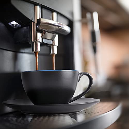 Miamio - Set Of 6, Ceramic Stackable Cappuccino Cups Set / 6 Ounce Cappuccino Mugs And Saucer With Metal Stand For Coffee Drinks, Cafe Cappuccino, Latte, Americano And Tea - Le Papillon Collection (Mixed) #TOP2