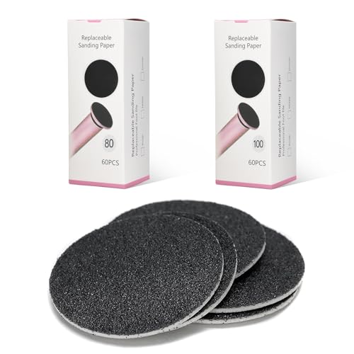 Daakro Lot de 120 disques abrasifs de rechange pour râpe électrique anti-callosités, 60 grains fins 80 + 60 disques de 100 disques en papier de verre professionnel pour pédicure, élimination des peaux