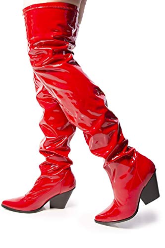 Cape Robbin East Side Over The Knee Boots With Chunky Block Heels, Fashion Dress Boots For Women - Red Size 7.5 #TOP10