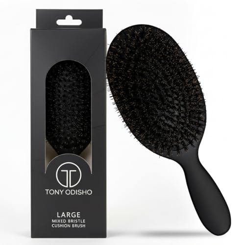 TONY ODISHO Professional Paddle Hair Brush – Large Black Cushion