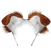 Handmade Dog Ears Headband Fluffy Puppy Ears Hair Hoop for Halloween Christmas Cosplay Party Cost...