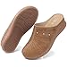 SHIBEVER Clogs for Women Mules Slip-On: Closed Toe Size 8 Summer Dressy Comfortable Womens Clog Mule - Brown Wedge Platform Sandals