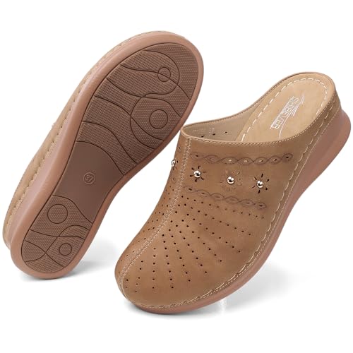 Image of SHIBEVER Clogs for Women Mules Comfortable: Slip On Closed Toe Casual Shoes