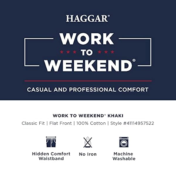 Haggar Herr Work to Weekend No Iron Flat Front Pant Reg. och stora och höga storlekar, Brun, en storlek