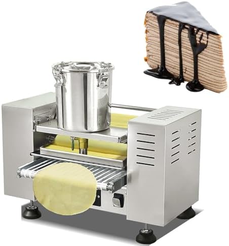 Commercial Automatic Mille Crepe Cake Maker - Non-Stick Egg Skin Machine for 6-9" Crepes, Producing 100-300 Layers/H, Perfect for 7-Layer Cakes, Tortillas, Sopes, Roti.