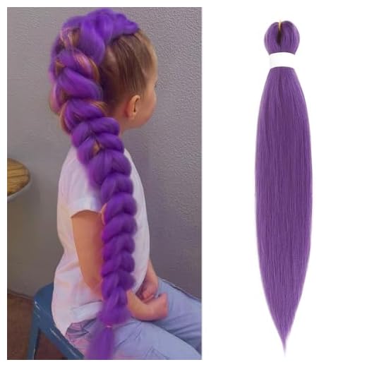 Easy Braid Extensiones de cabello para trenzar pre estirado 26 pulgadas 1 Packs Yaki Textura Crochet Cabello Sintético Extensiones de Crochet de Fijación en Agua Caliente (26 pulgadas, Lavanda)