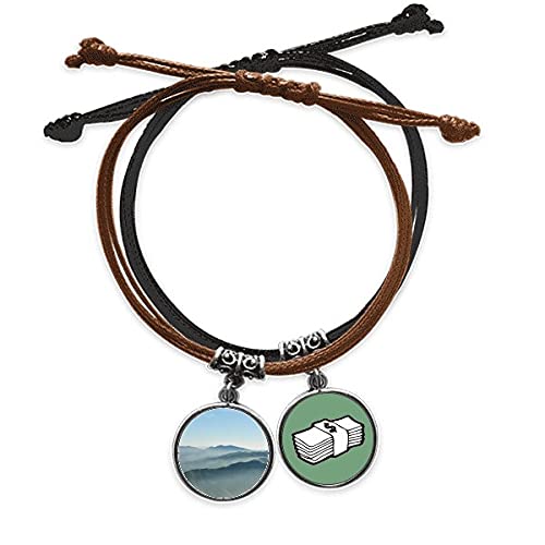 Pulsera de cuero resistente al desgaste estilo montaña y sol