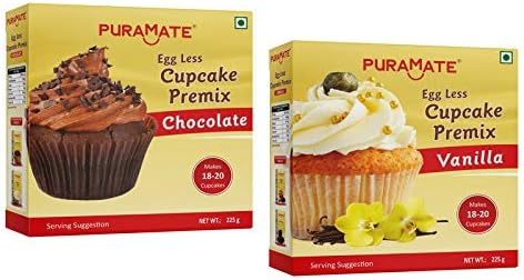 Puramate Eggless Cupcake Premix (Chocolate & Vanilla), 225g
