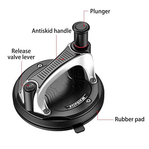 Weikeisa 9"Glass Suction Cup To Lift Large Glass High Strength Aluminum Alloy Handle Heavy Duty Vacuum Suction Cup,For Granite Tile Installation/Windshield Removal/Furniture Refrigerator Lifter #TOP4