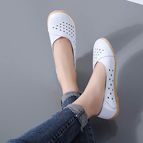 Fainosmny Sandals Shoes for Women\'s Breathable Casual Hole Shoes Large Size Peas Shoes Daily Flat Shoes White - Thumbnail 4