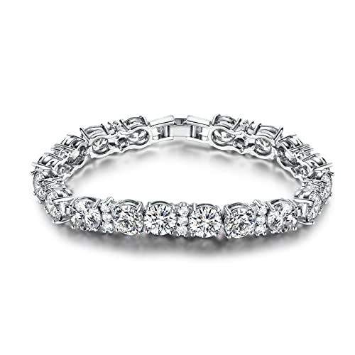 GULICX Bracelet Femme/Fille“Vos Yeux Claire”-Plaqué Platine Cubique Zircon CZ avec Swarovski Elément-Parfait Bijoux de Mariage,Soirée,Anniversaire Cover