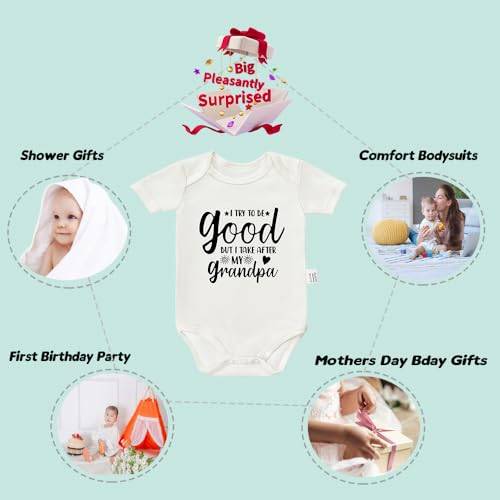 I Try to Be Good But I Take After My Grandpa Bodysuits, Honest Baby Clothing, Newborn Clothes Baby Girl Jumpsuits2