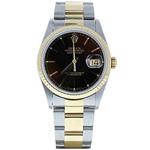 Rolex Men’s Datejust Model 16233 Steel & 18k Gold Oyster Band Black Dial (Certified Preowned)