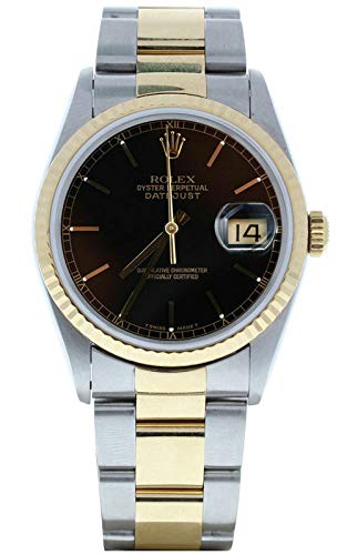 Rolex Men's Datejust Model 16233 Steel & 18k Gold Oyster Band Black Dial (Certified Preowned)