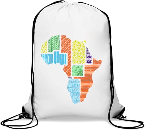Sacca colorata con scritta Mother Africa stile tribale con coulisse colore Taglia unica da palestra bianco