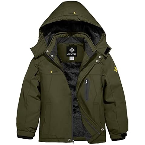 GEMYSE Boys' Waterproof Ski Jacket with Hood Cover