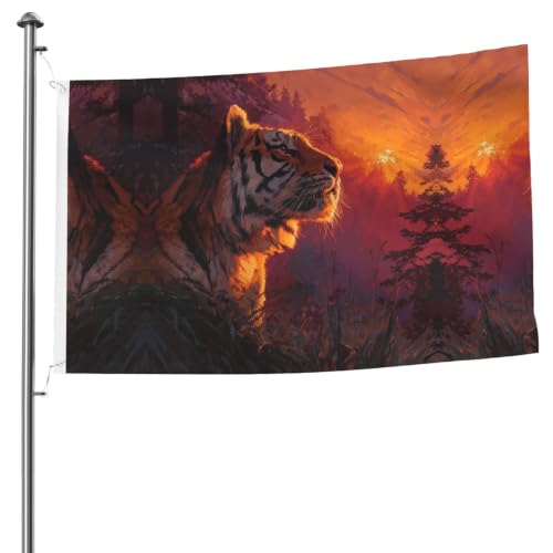 Drapeau extérieur tigre en polyester résistant avec œillets 90x150cm - 2