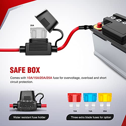 Image of Nilight LED Light Bar Wiring Harness Kit - 2 Leads 14AWG Heavy Duty 12V On Off Switch Power Relay Blade Fuse for Off Road LED Work Light