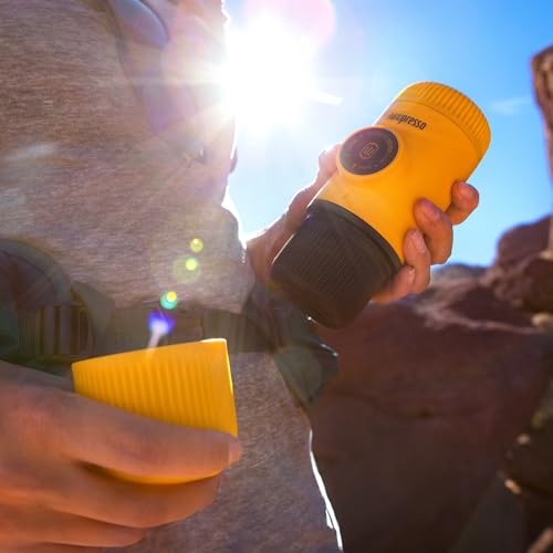 Image of WACACO Nanopresso Portable Espresso Maker, Upgrade Version of Minipresso, 18 Bar Pressure, Mini Travel Coffee Machine, Manually Operated, Perfect for Camping and Hiking, Yellow