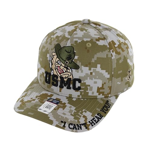 Officially Licensed U.S. Marine Military Veteran Baseball Cap - Marine USMC Bulldog Embroidered U.S. Flag Premium Quality Adjustable Hook-and-Loop Closure Hat Camo