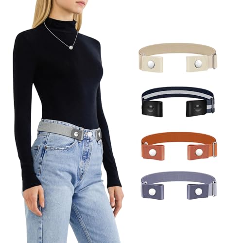 TOURZOO Belts for Women/Men Buckle Free Elastic Belt Invisible No Buckle Stretch Waist Belt For Jean Pants Dresses No Bulge