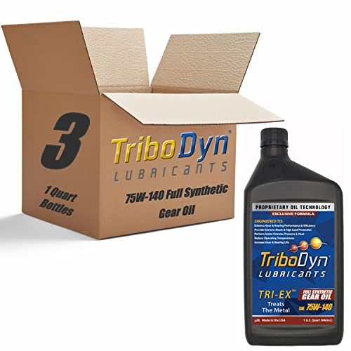 TriboDyn TRI-EX 75W-140 Full Synthetic Gear Oil, API GL-5/MT-1, Wet Clutch, Manual Transmission, High Load Carrying, Anti-Wear Agents, Thermal Stability, Oxidative Resistance - 3 Quart Pack