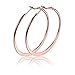 50mm(2 Inch) Basketbal Flattened Big Hoop Earrings 14k Rose Gold For Girls Womens Hypoallergenic For Sensitive Ears