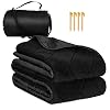 Northroad Waterproof Camping Blanket with Sherpa Lining, Large Windproof Outdoor Blanket for Cold Weather, Light Weight and Warm for Picnic, Stadium, Dog, Concert, 55″x82″ (Black, 1PCS)