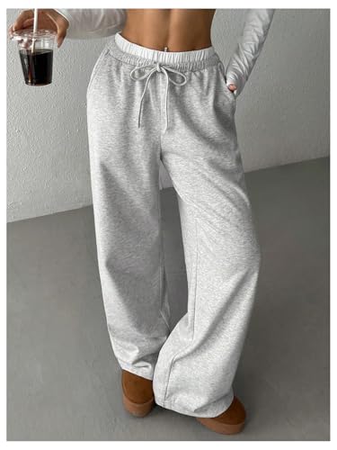 SOLY HUX Girl's Drawstring Waist Baggy Sweatpants Wide Leg Casual Loose Long Pants3