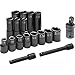 SK 4050 1/2-Inch Drive 6 Point Standard and Deep Fractional High Visibility Impact Socket Set 17 Piece