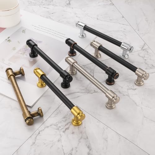 KOOFIZO 10 Pack 6-1/4 Inch Black and Gold Cabinet Pulls Matte Black and Brushed Gold Cabinet Handles P11 Kitchen Cabinet Hardware for Cabinets Drawer Dresser Cupboard Bedroom Bathroom by KOOFIZO - Used condition - Image 7