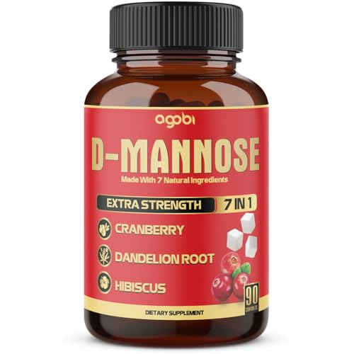 Image of agobi D-Mannose Capsules - 7 Herbs with Cranberry, Dandelion, Hibiscus and More - Support Flush Impurities and Urinary Tract Health - 90 Vegan Capsules 3-Month Supply