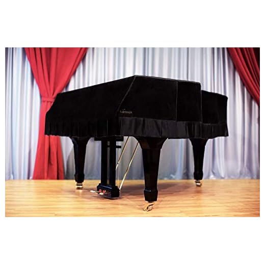 Clairevoire Grand Piano Cover for Steinway & Sons Model B, midnight black with Pleated Skirt (6 feet 11 inches)
