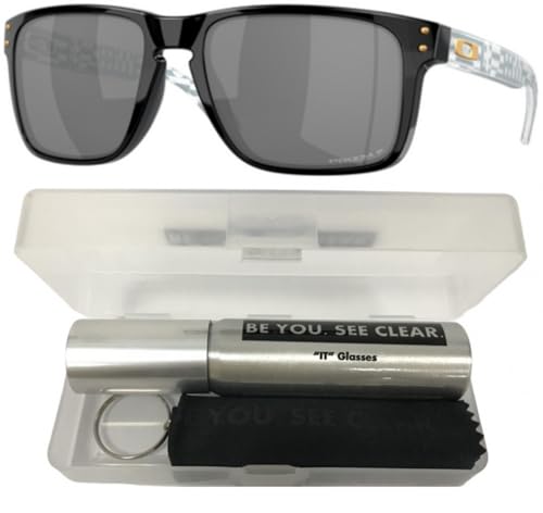 Oakley OO9417 Sunglasses Bundle: OO 9417 HOLBROOK XL 941743 Black/Prizm Black Polar Policarbonate Polarized and Eyewear Cleaning Kit2