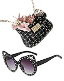 Deerhobbes Design your own Kids Girls' fashion Mini Handbags girl handbag flower bunny tweed Princess Purses girls sunglasses (Black)