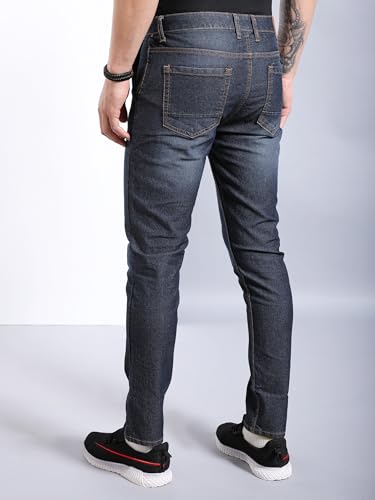 Image of The Indian Garage Co Men Slim Fit Solid Mid-Rise Jeans