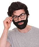 HPO Adult Men’s 9' Spanish Professor Wig and Beard – Sleek Black Hair with Black Glasses and...