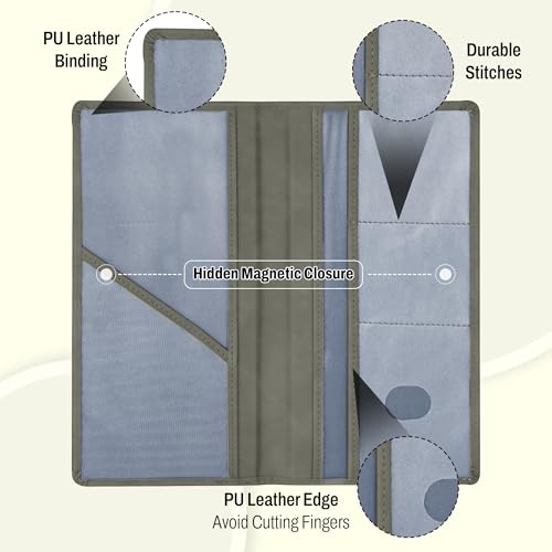 Image of Storite Pu Leather Unique Car Registration and Insurance Card Holder, Vehicle License Document Glove Box Compartment Organizer, Interior Car Accessories for Men & Women - (Grey- 12.5 x 1 x 24 cm)